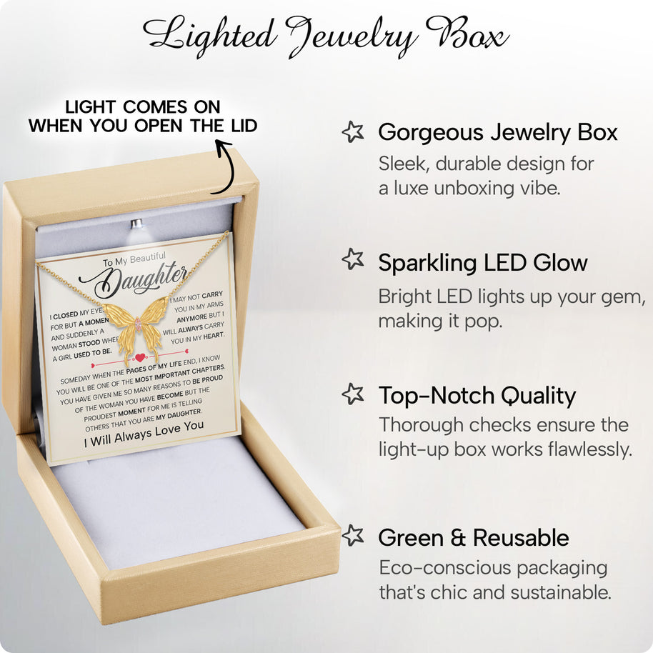 To My Daughter With Heartfelt Message - Butterfly Necklace For Daughter - Pages Of My Life