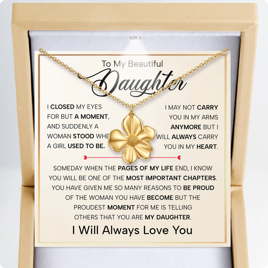 To My Daughter With Heartfelt Message - Cosmos Flower Necklace For Daughter - Pages Of My Life