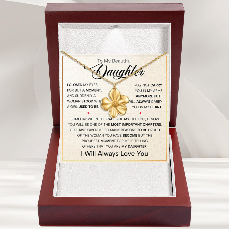 To My Daughter With Heartfelt Message - Cosmos Flower Necklace For Daughter - Pages Of My Life