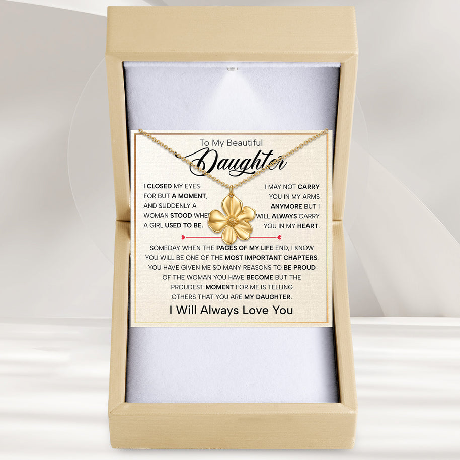 To My Daughter With Heartfelt Message - Cosmos Flower Necklace For Daughter - Pages Of My Life