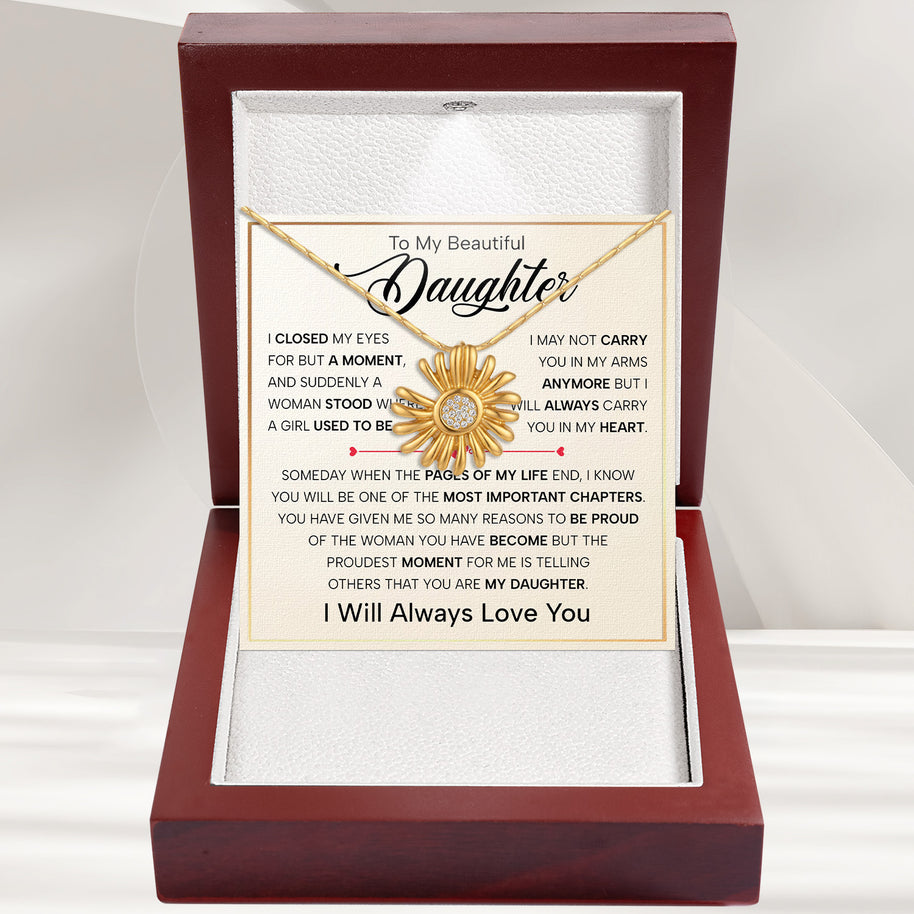 To My Daughter With Heartfelt Message - Daisy Necklace For Daughter - Pages Of My Life