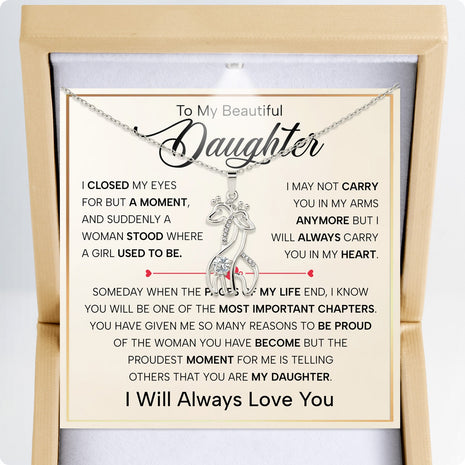 To My Daughter With Heartfelt Message - Giraffe Necklace For Daughter - Pages Of My Life