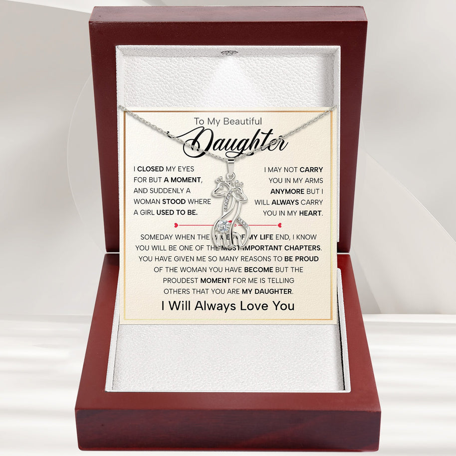 To My Daughter With Heartfelt Message - Giraffe Necklace For Daughter - Pages Of My Life