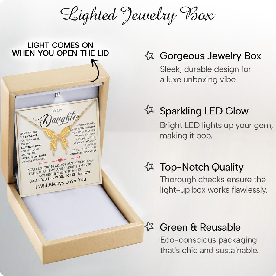 To My Daughter With Heartfelt Message - Butterfly Necklace For Daughter - Precious Daughter