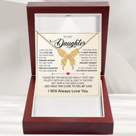 To My Daughter With Heartfelt Message - Butterfly Necklace For Daughter - Precious Daughter