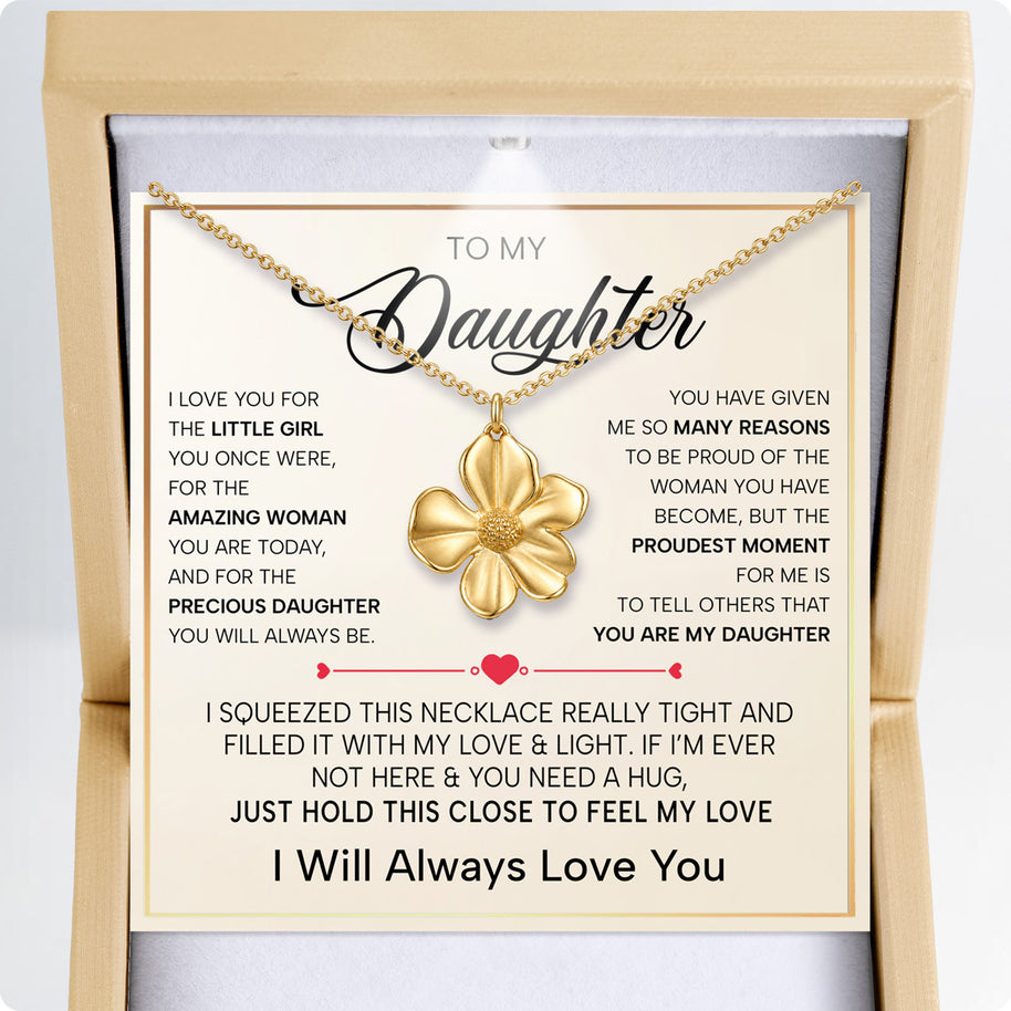 To My Daughter With Heartfelt Message - Cosmos Flower Necklace For Daughter - Precious Daughter