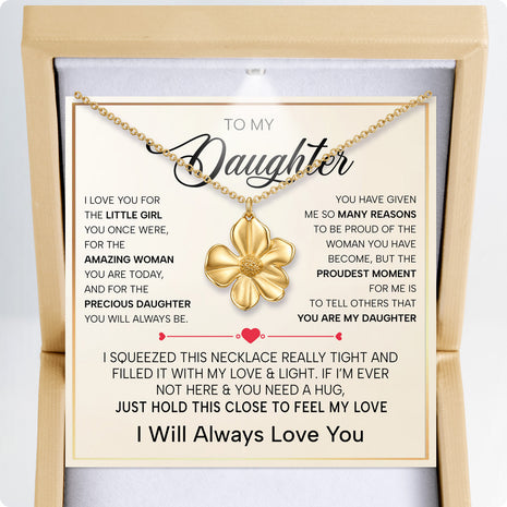 To My Daughter With Heartfelt Message - Cosmos Flower Necklace For Daughter - Precious Daughter