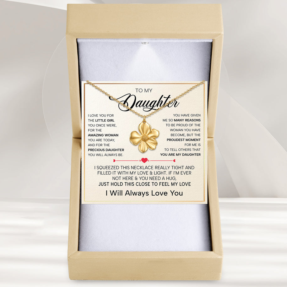 To My Daughter With Heartfelt Message - Cosmos Flower Necklace For Daughter - Precious Daughter
