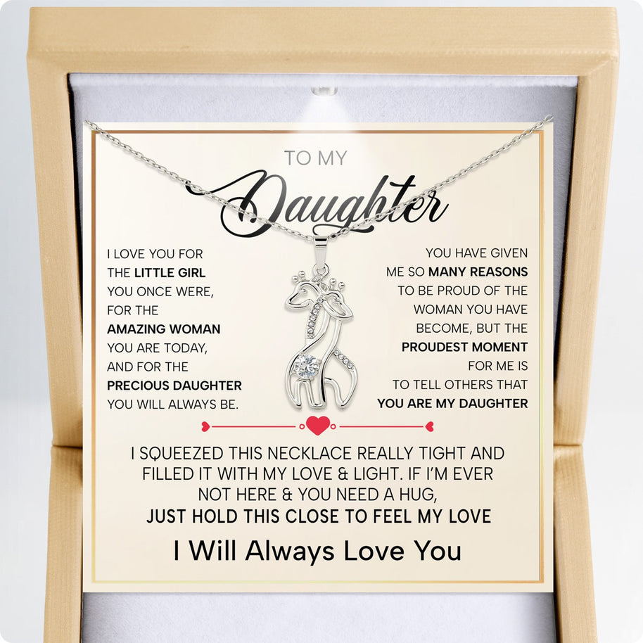 To My Daughter With Heartfelt Message - Giraffe Necklace For Daughter - Precious Daughter