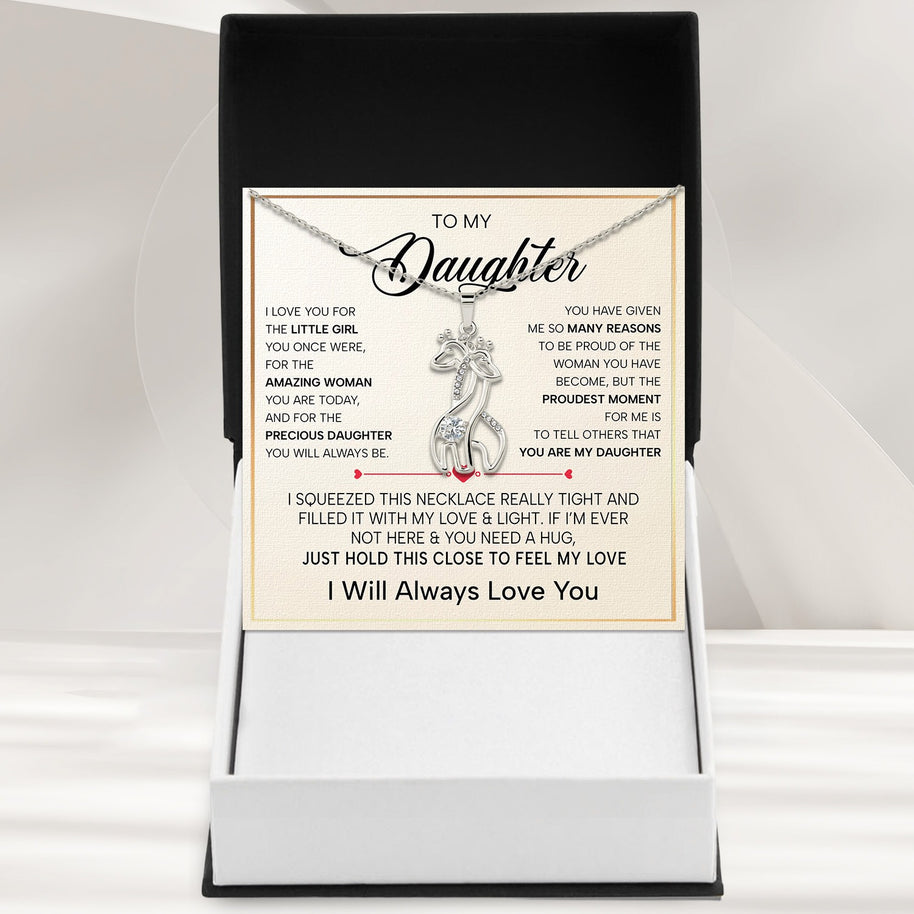 To My Daughter With Heartfelt Message - Giraffe Necklace For Daughter - Precious Daughter