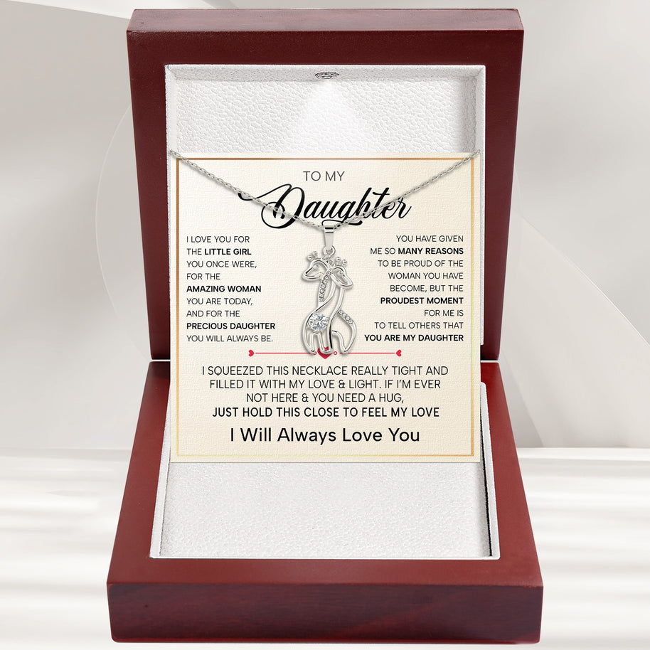 To My Daughter With Heartfelt Message - Giraffe Necklace For Daughter - Precious Daughter