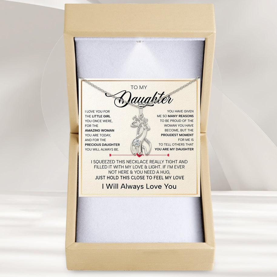 To My Daughter With Heartfelt Message - Giraffe Necklace For Daughter - Precious Daughter