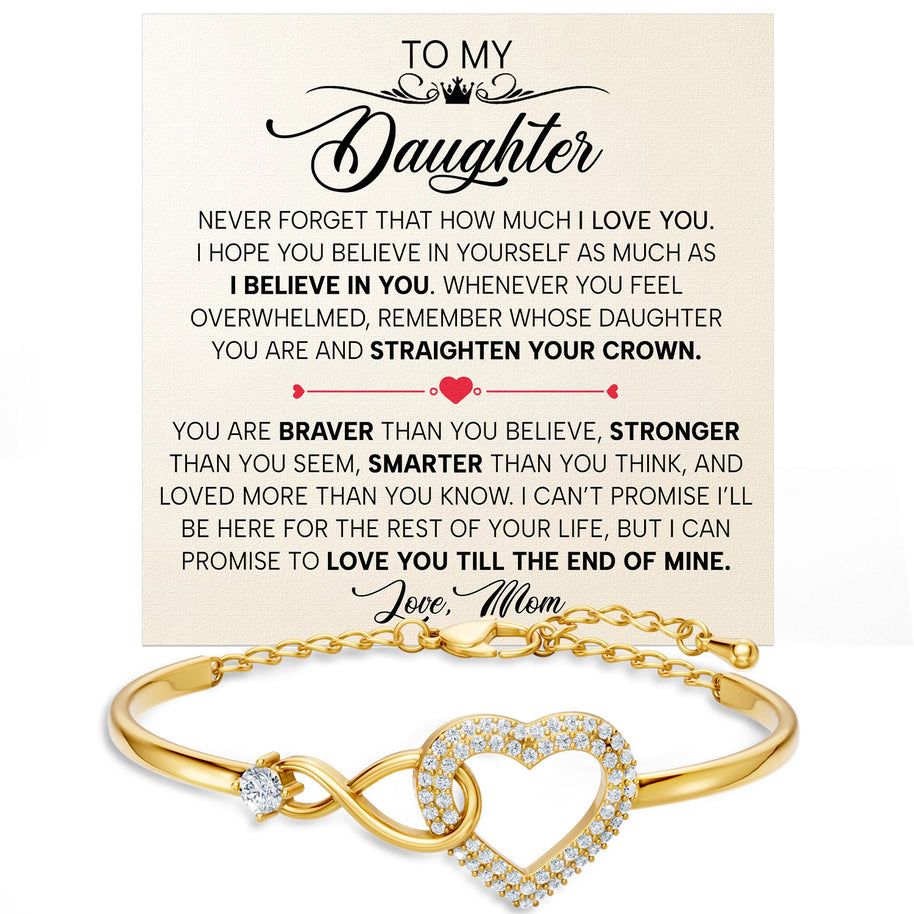 To My Daughter Bracelet From Mom With Message Card - Straighten Your Crown