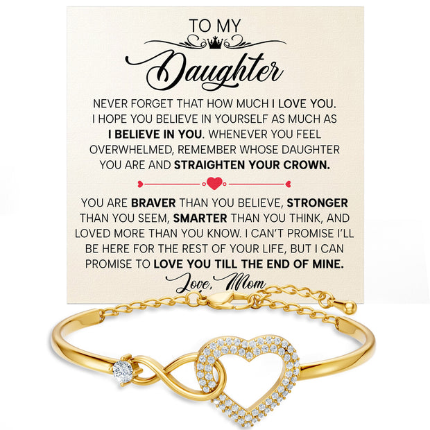 To My Daughter Bracelet From Mom With Message Card - Straighten Your Crown