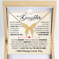 To My Daughter With Heartfelt Message - Butterfly Necklace For Daughter - Straighten Your Crown