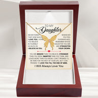 To My Daughter With Heartfelt Message - Butterfly Necklace For Daughter - Straighten Your Crown