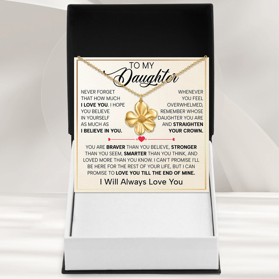 To My Daughter With Heartfelt Message - Cosmos Flower Necklace For Daughter - Straighten Your Crown
