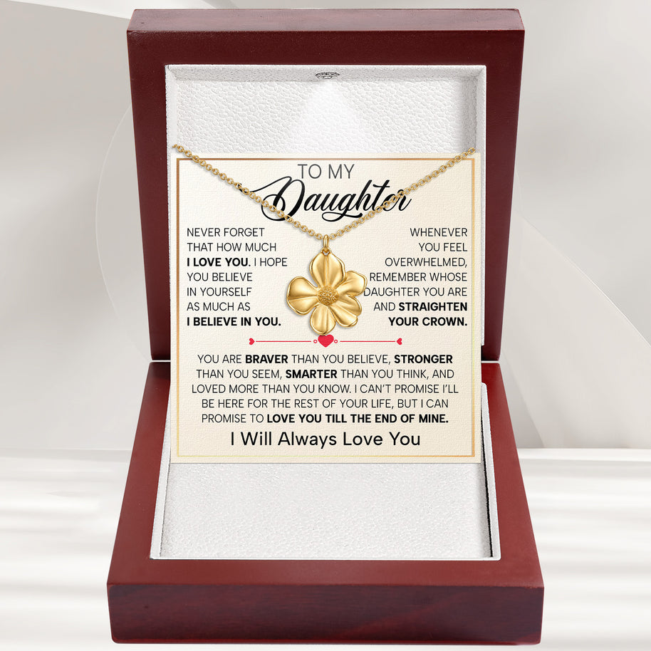 To My Daughter With Heartfelt Message - Cosmos Flower Necklace For Daughter - Straighten Your Crown