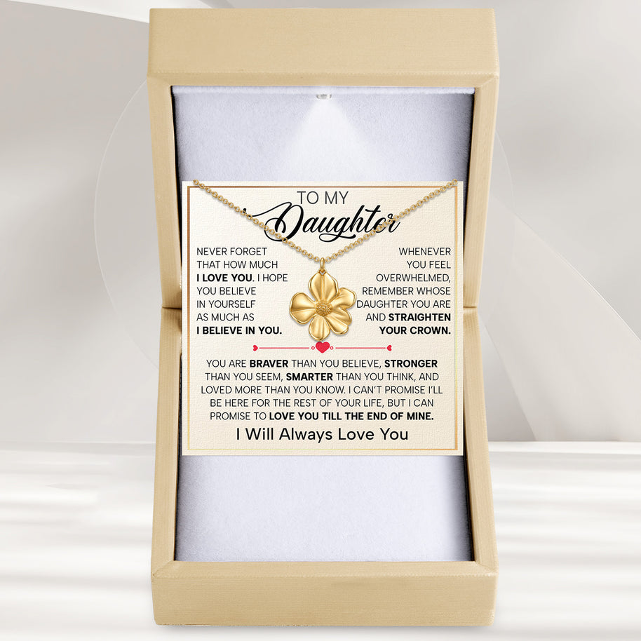 To My Daughter With Heartfelt Message - Cosmos Flower Necklace For Daughter - Straighten Your Crown
