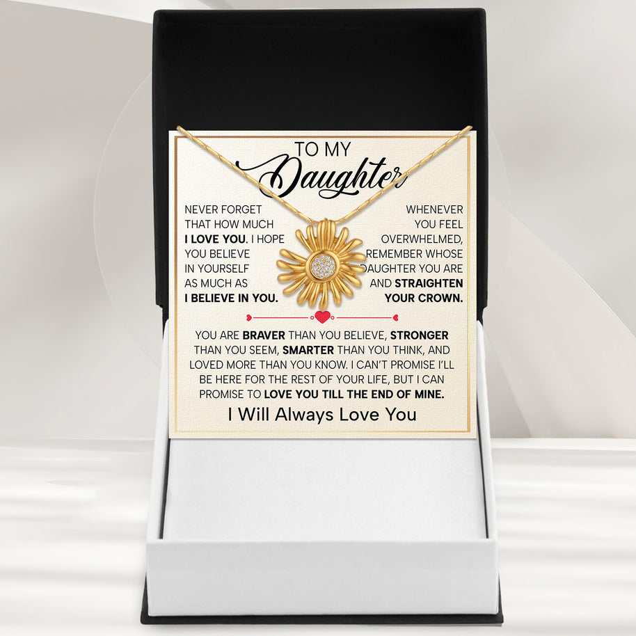 To My Daughter With Heartfelt Message - Daisy Necklace For Daughter - Straighten Your Crown