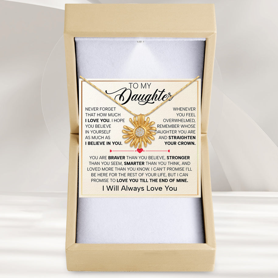 To My Daughter With Heartfelt Message - Daisy Necklace For Daughter - Straighten Your Crown