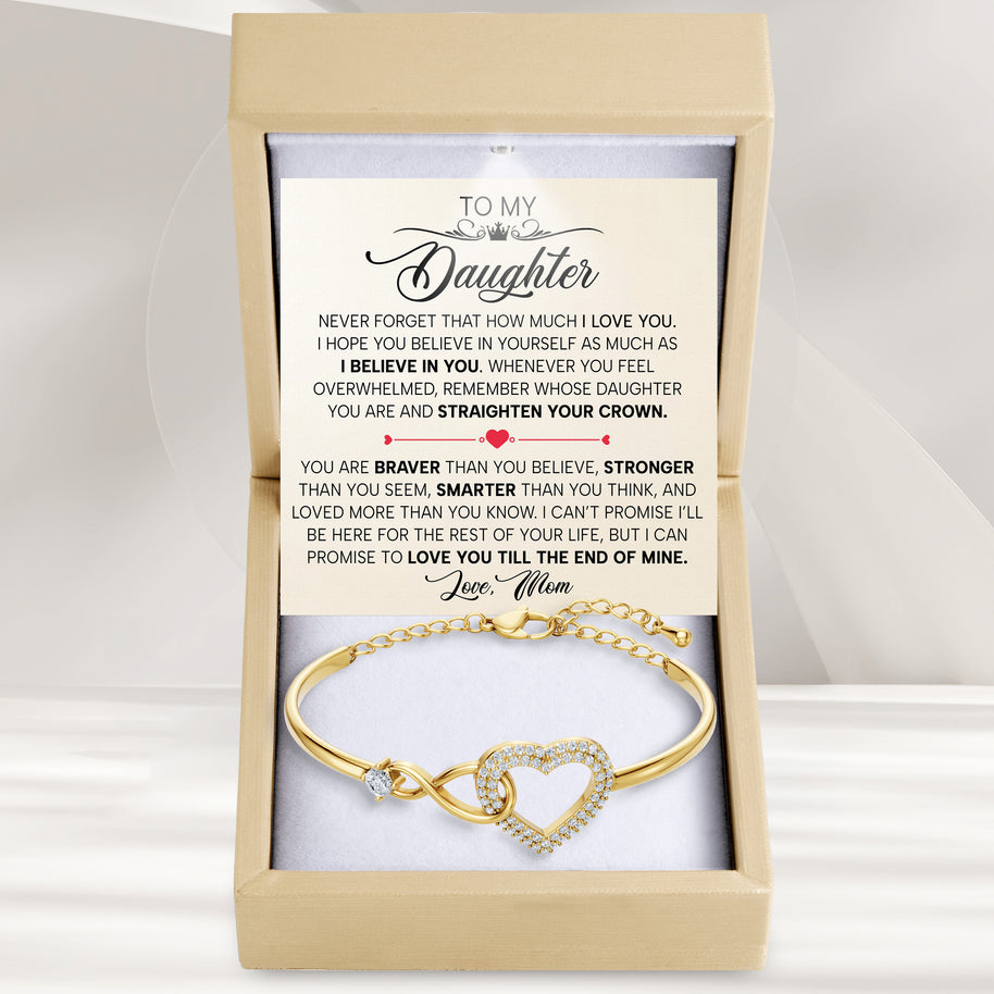 To My Daughter Bracelet From Mom With Message Card - Straighten Your Crown