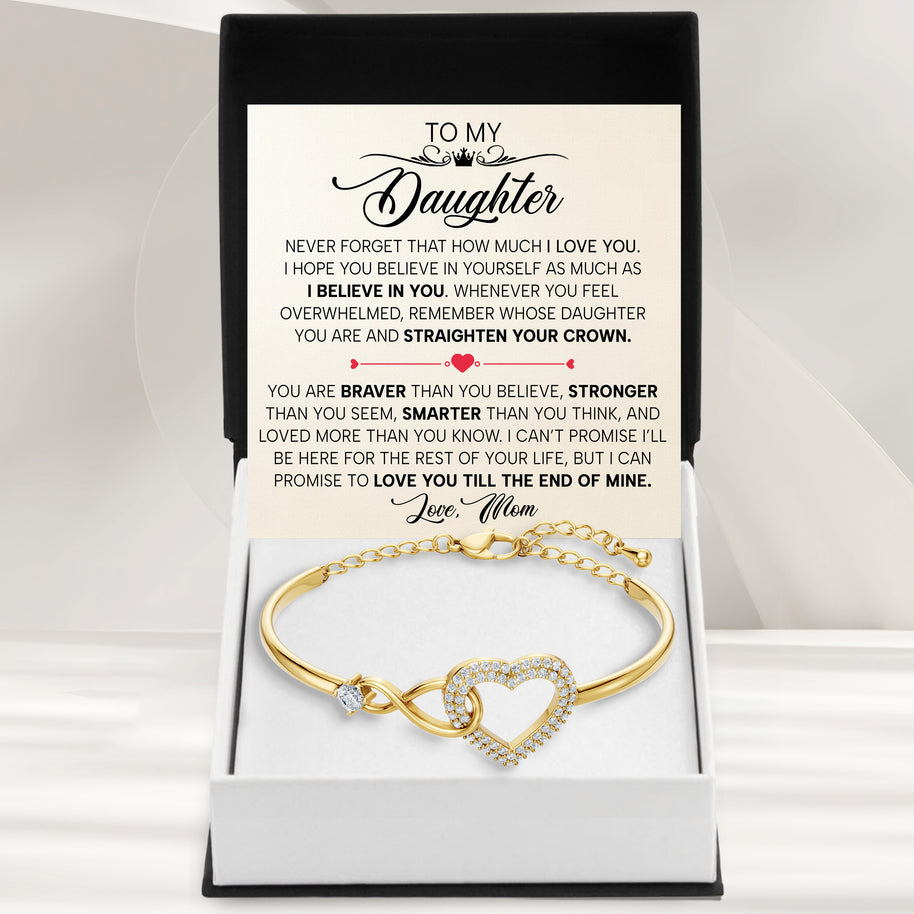 To My Daughter Bracelet From Mom With Message Card - Straighten Your Crown
