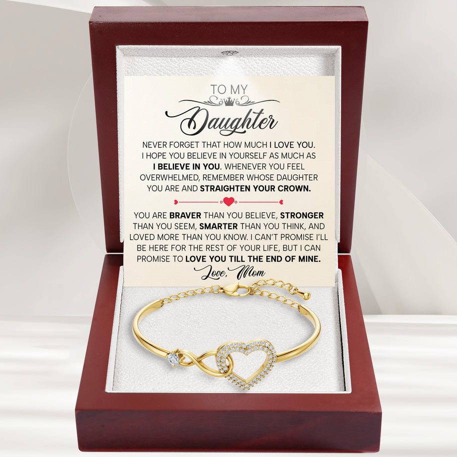 To My Daughter Bracelet From Mom With Message Card - Straighten Your Crown