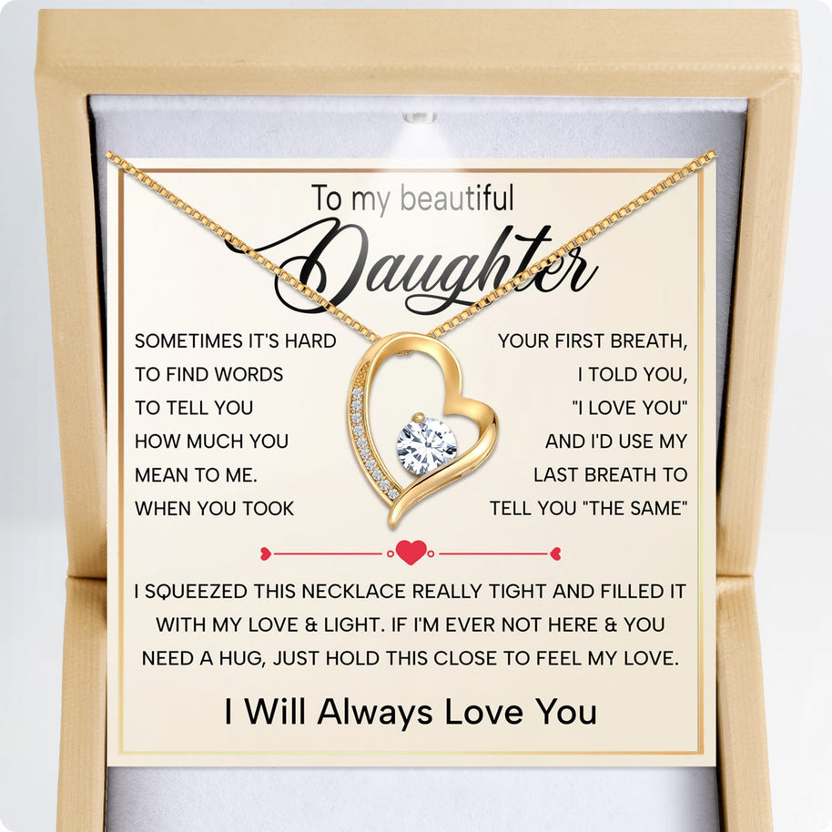 To My Daughter Necklace With Heartfelt Message - Unique Jewelry For Daughter - Always in Mine