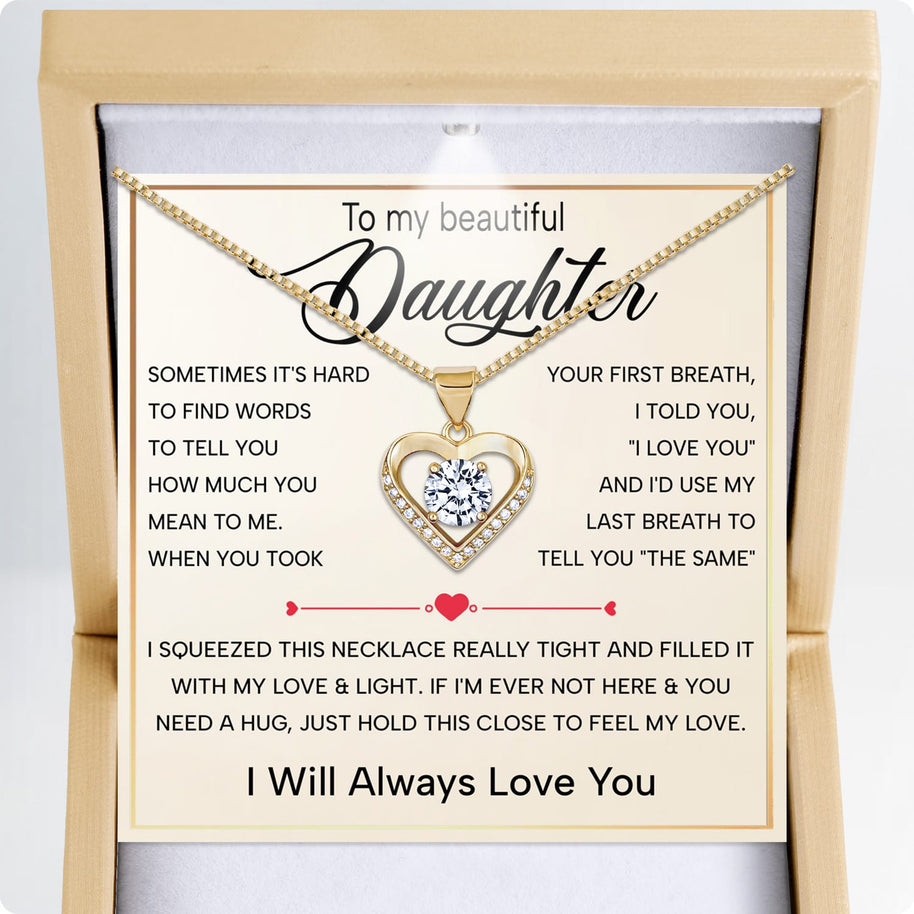 To My Daughter Heart Necklace With Heartfelt Message - Unique Jewelry For Daughter - Always in Mine