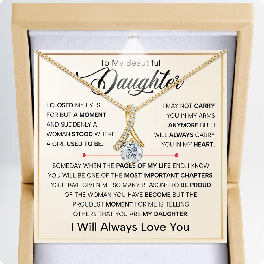 To My Daughter Necklace With Heartfelt Message - Unique Jewelry For Daughter - Important Chapters
