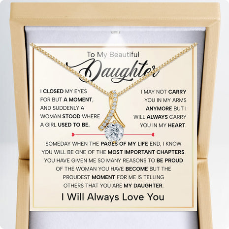 To My Daughter Necklace With Heartfelt Message - Unique Jewelry For Daughter - Important Chapters