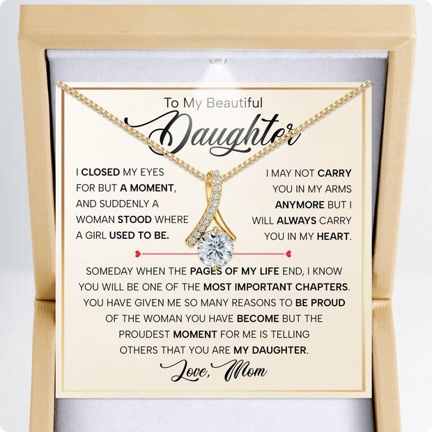 To My Daughter Necklace From Mom With Heartfelt Message - Unique Jewelry For Daughter - Important Chapters