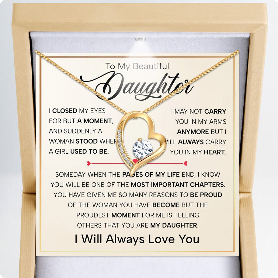 To My Daughter Necklace With Heartfelt Message - Unique Jewelry For Daughter - Important Chapters
