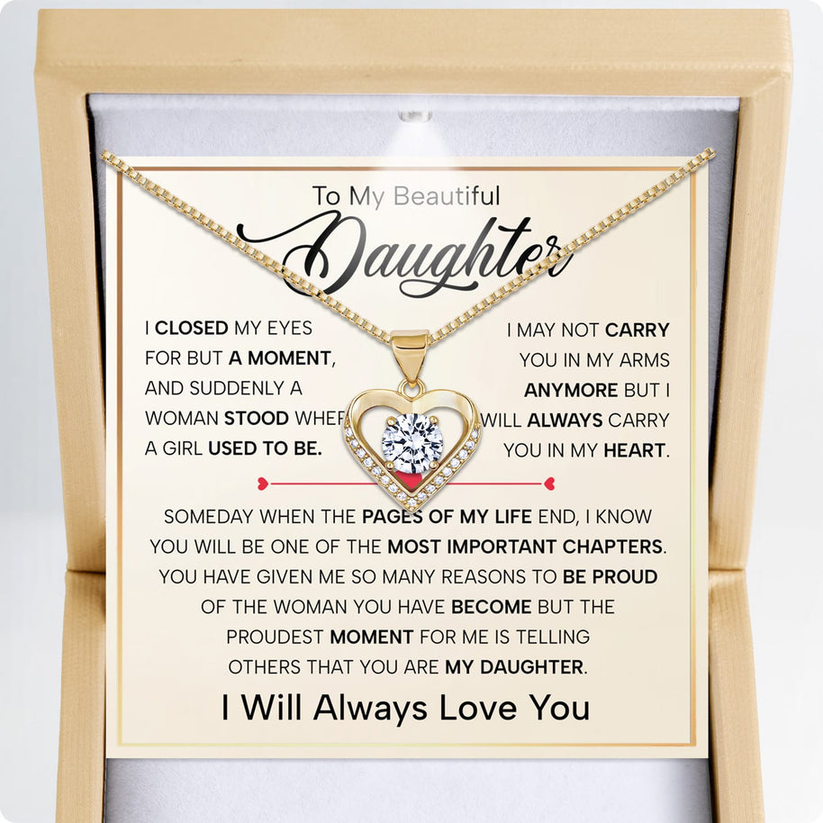 To My Daughter Heart Necklace With Heartfelt Message - Unique Jewelry For Daughter - Important Chapters
