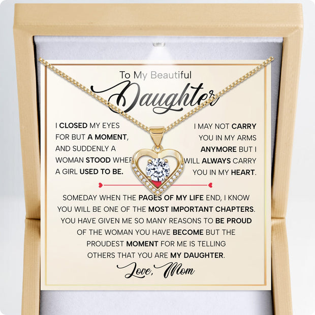 To My Daughter Heart Necklace From Mom With Heartfelt Message - Unique Jewelry For Daughter - Important Chapters