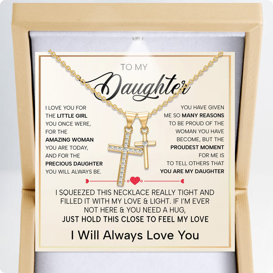 To My Daughter Cross Necklace With Heartfelt Message - Unique Jewelry For Daughter - My Sunshine