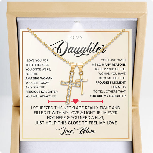 To My Daughter Cross Necklace From Mom With Heartfelt Message - Unique Jewelry For Daughter - My Sunshine