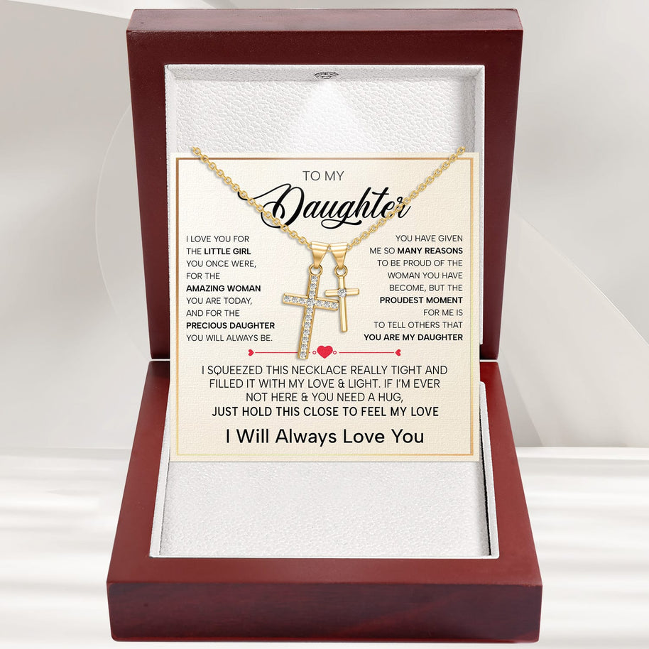 To My Daughter Cross Necklace With Heartfelt Message - Unique Jewelry For Daughter - My Sunshine