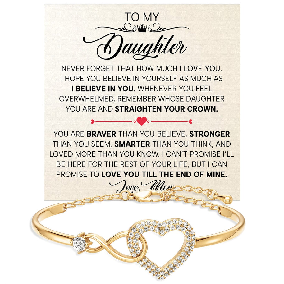To My Daughter Bracelet From Mom With Message Card - Straighten Your Crown