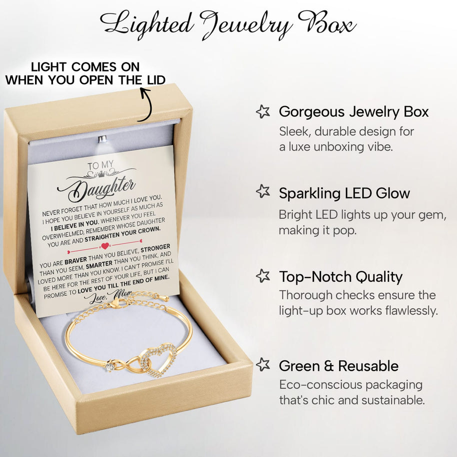 To My Daughter Bracelet From Mom With Message Card - Straighten Your Crown