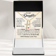 To My Daughter Cross Necklace With Heartfelt Message - Unique Jewelry For Daughter - You Are My Daughter