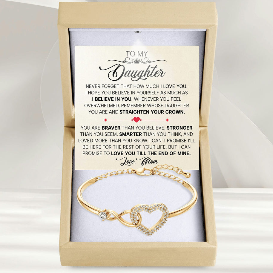 To My Daughter Bracelet From Mom With Message Card - Straighten Your Crown