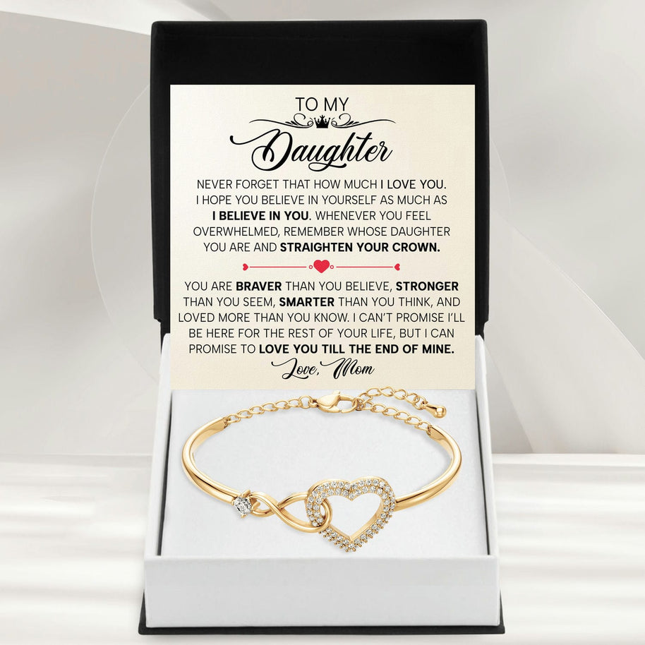 To My Daughter Bracelet From Mom With Message Card - Straighten Your Crown