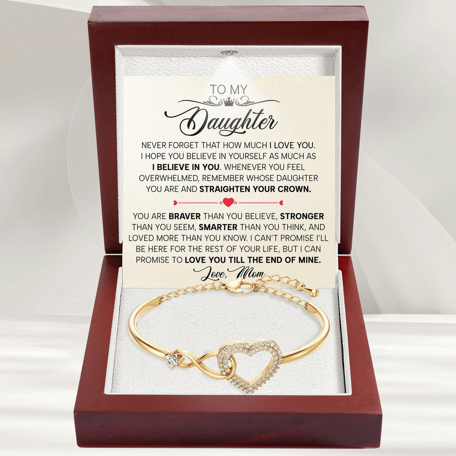 To My Daughter Bracelet From Mom With Message Card - Straighten Your Crown