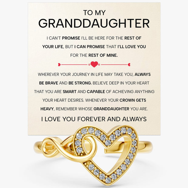 To My Granddaughter Ring Infinity Hearts With Heartfelt Message - Unique Jewelry For Granddaughter - Always Be Brave
