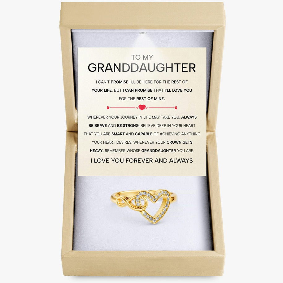 To My Granddaughter Ring Infinity Hearts With Heartfelt Message - Unique Jewelry For Granddaughter - Always Be Brave