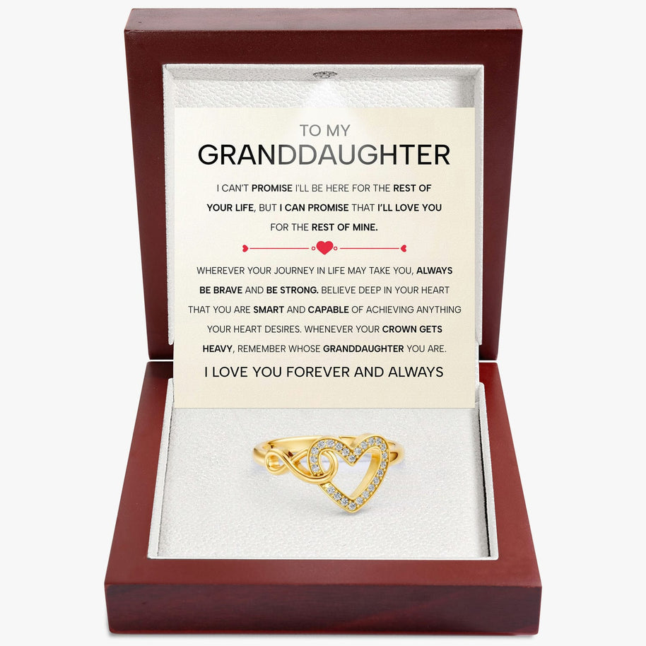 To My Granddaughter Ring Infinity Hearts With Heartfelt Message - Unique Jewelry For Granddaughter - Always Be Brave