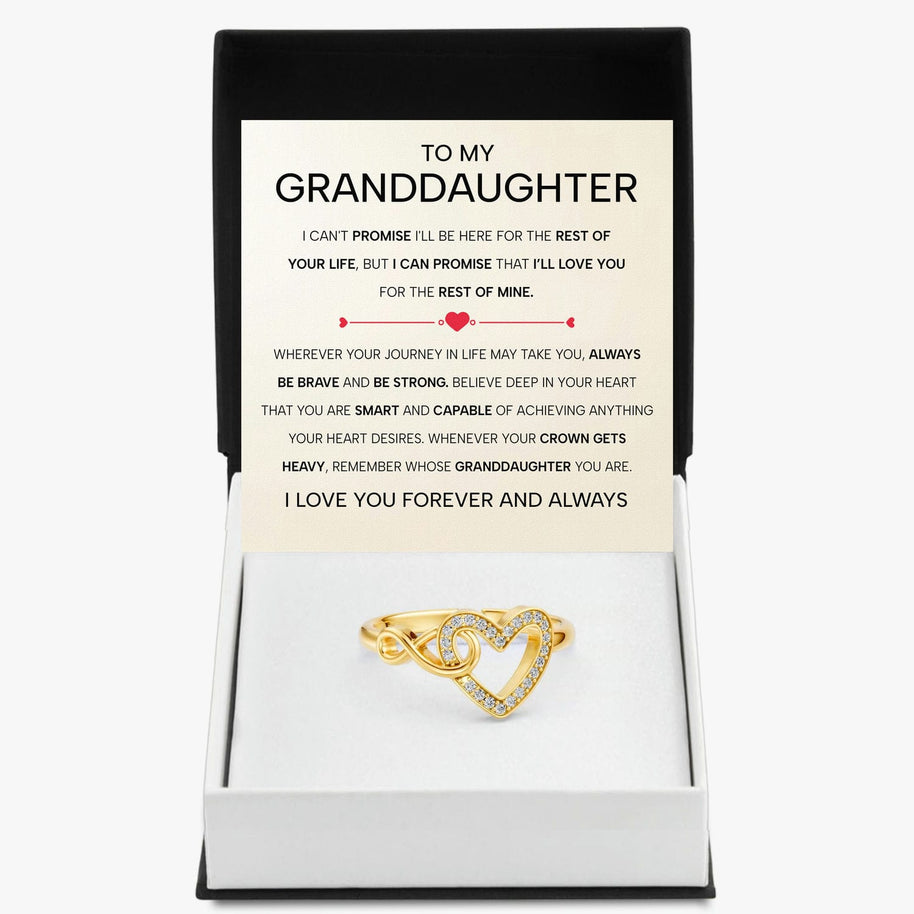 To My Granddaughter Ring Infinity Hearts With Heartfelt Message - Unique Jewelry For Granddaughter - Always Be Brave