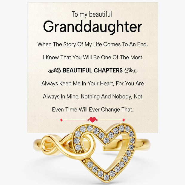 To My Granddaughter Ring Infinity Hearts With Heartfelt Message - Unique Jewelry For Granddaughter - Beautiful Chapters